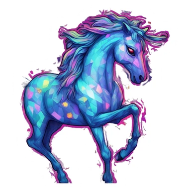 Trippy patchwork glass Zombie Pegasus unicorn psychedelic flowers floral groovy art neon rave raving sticker