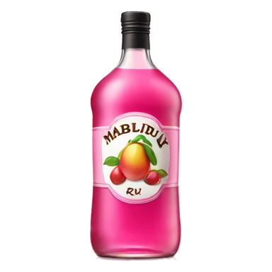 Realistic pink Malibu rum bottle isolated   sticker