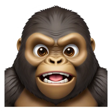 Cinematic Comical Gorilla Portrait Emoji, Head tilted dramatically with an exaggeratedly shocked expression, featuring a robust build with wide, comically expressive eyes full of humorous disbelief, Simplified yet hilariously expressive features, highly detailed, glowing with a slightly sassy jungle glow, high shine, dramatic yet playful, stylized with an air of quirky primate attitude, soft glowing outline, capturing the essence of a meme-worthy gorilla that appears ready to side-eye its way into viral fame! sticker