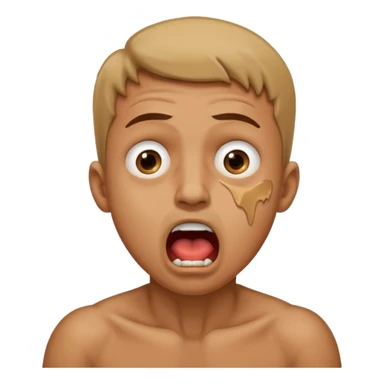 man in distress with mouth open chocking himself sticker