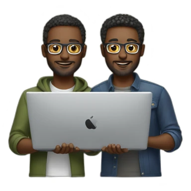 two male designers with laptops sticker