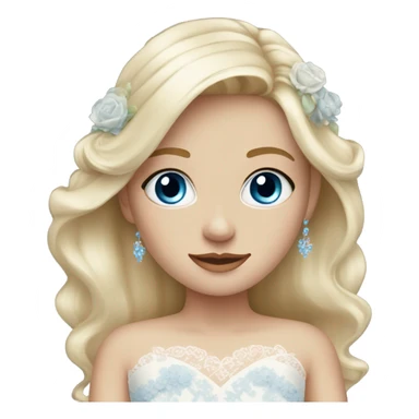 Beautiful blond girl with blue eyes and pastel wedding dress sticker