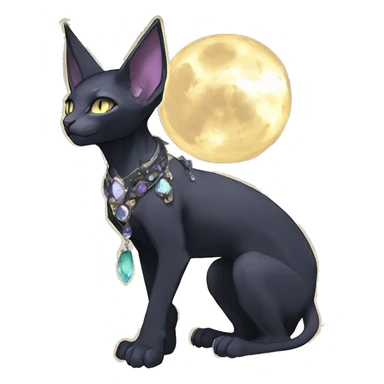 cool punk kawaii anime edgy distinguished ethereal elegant beautiful fantasy black ethereal fantasy nargacuga-Noivern-sphynx-Quiana-Fakemon collar harness moon jewels full body sticker