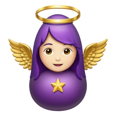 Original eggplant emoji wearing an angel halo sticker