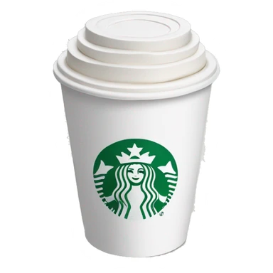 Starbucks white paper cup with lid sticker