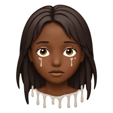 Drip White paint from ebony face long brown hair sticker