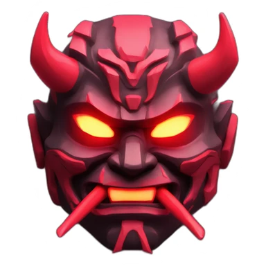 ONI MASK black color eyes red glowing neon japanese style low poly 3d sticker