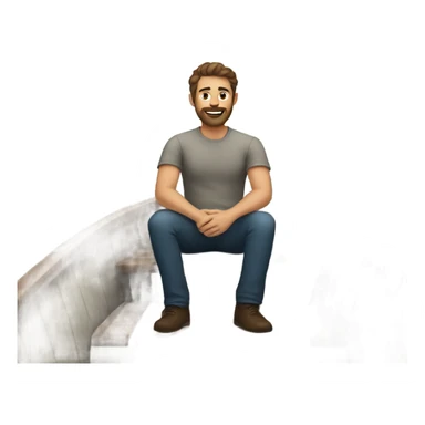 Brown hair man with beard on a boat sticker