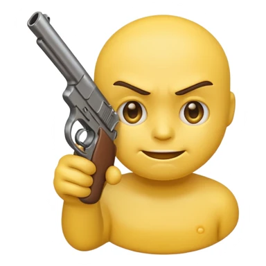 yellow emoji with a serious face holding a gun sticker