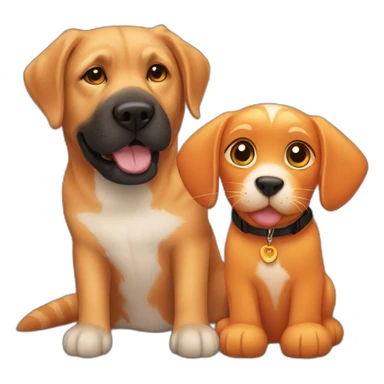 orange cat and black labrador dog sticker