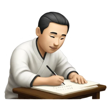Chinese man writing a script with a brush  Chinese characters sticker