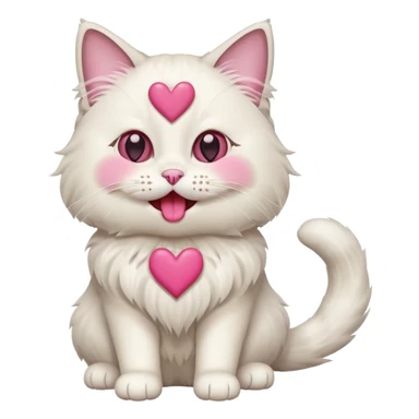 Full body ragdoll Cat with popping out love heart eyes and mouth open sticker