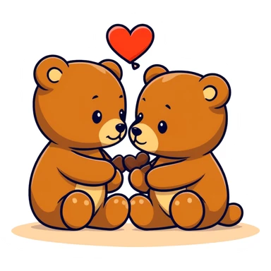 To brown teddy bears kissing  sticker