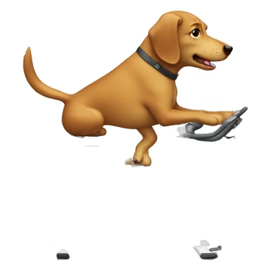 dog riding a stationary bike sticker