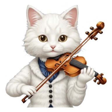 white cat play violin sticker