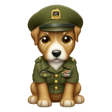 cute puppy in a military uniform sticker