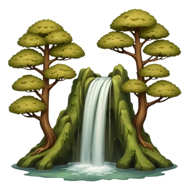 brown trees waterfall sticker
