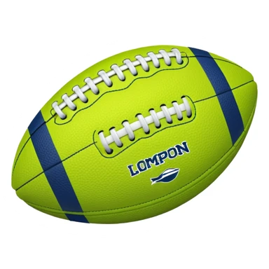 lime green colored american football with navy-blue stitching and gray stripes sticker