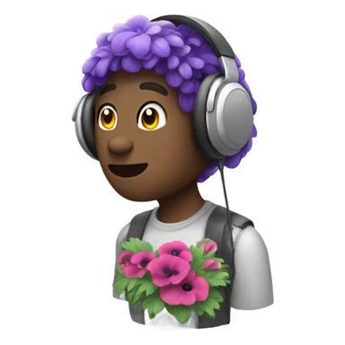 Anemone with headphones sticker