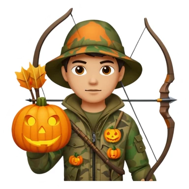 Hunter With Jack o Lantern, with bow and arrow sticker