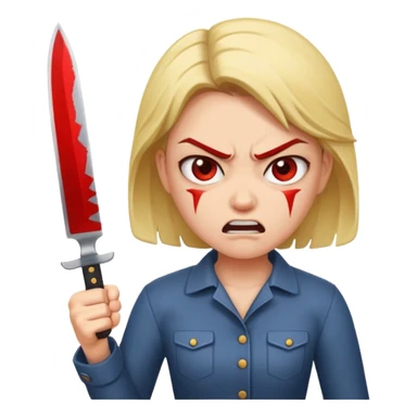 Angry fighting with knife female  sticker