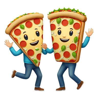 Pizza and taco dancing together sticker