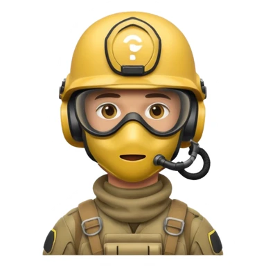 modern soldier in upgraded equipment, helmet and mask, emoji style sticker