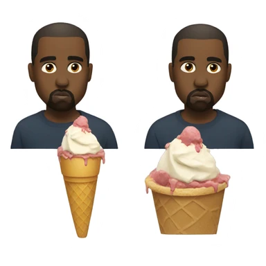 Kanye West eating an ice cream sticker