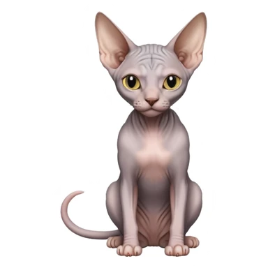gray sphynx hairless cat full body sitting sticker