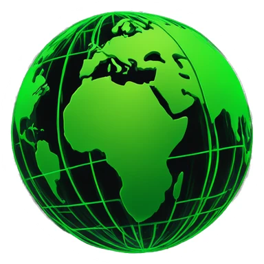 imagine a neon green globe with lines in the shape of a sphere with a black background sticker