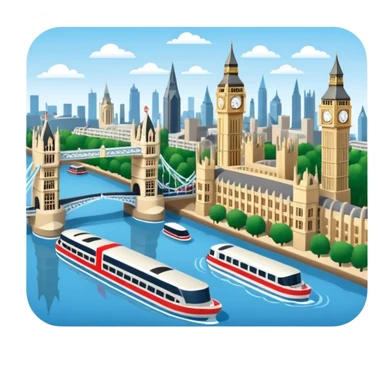 Make a full city of London with the Big Ben in the background and the Tower Bridge over the river  sticker