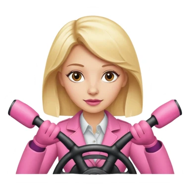 Blonde woman driving pink foxy steering wheel  sticker