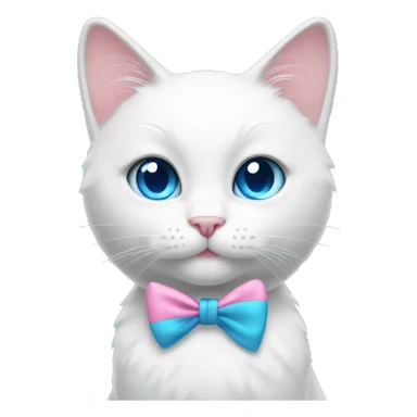 white cat with a pink bow and blue eyes sticker