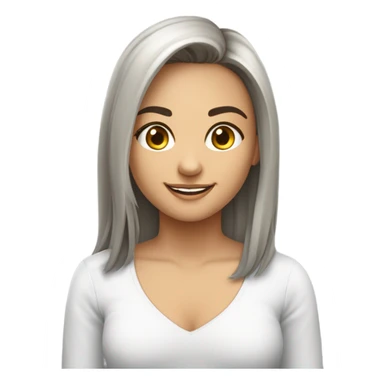 mulher morena, com estatura de 1,65 m, sorridente, rosto pouco redondo e cabelo liso e com mexas loira sticker