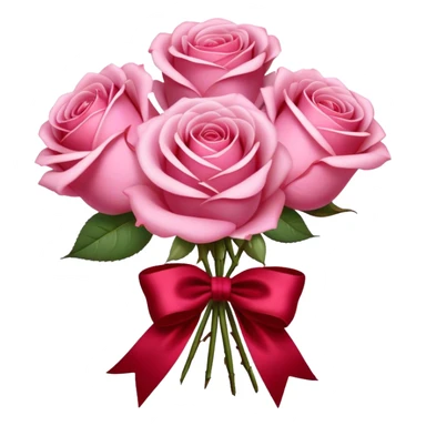 "A bouquet of Fairy Tale Pink roses tied with a flowing Ruby Red silk bow. The contrast of gentle pastels and deep crimson exudes elegance and charm." sticker
