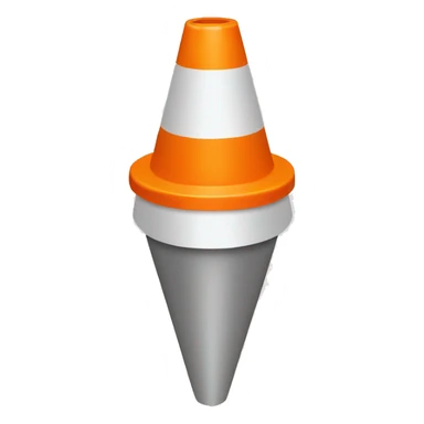 orange traffic cone with two white lines sticker