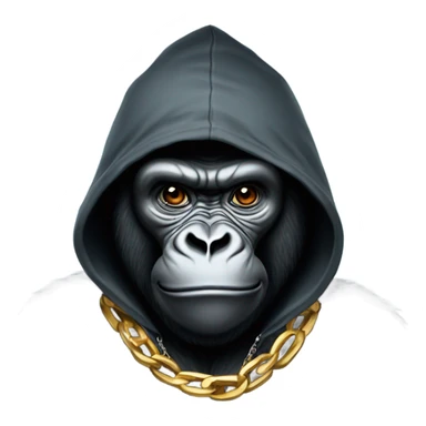 Gorilla wearing a hoodie with a world gold chain sticker