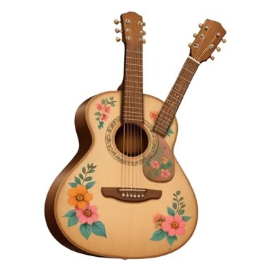 acoustic guitar with delicate indie girl aesthetic sticker