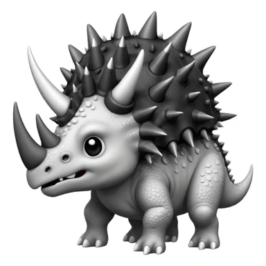cute triceratops angry, black and white sticker