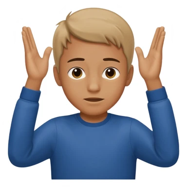 so i want to show a context sentence "what do you think"
a boy with both hand up and tilt head , showing i dont you sticker