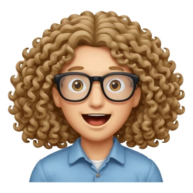 bungee jumping face only with hair flying long curly hair and glassess sticker