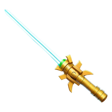Clash of Clans aesthetic: Cinematic heroic Star Wars light sabre Emoji, rendered in a 3D vector-style similar to standard emojis with minimal shading and bold, simplified shapes. A compact, vibrant energy blade with a neon-hued, glowing edge . Stylized with a touch of interstellar elegance and a soft glowing outline, capturing the essence of a legendary energy blade with a friendly, playful manner! sticker
