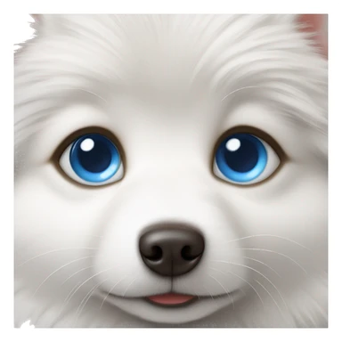 White Spitz puppy with blue eyes  sticker