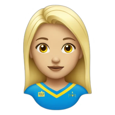 blond girl with Ukraine flag on cheeks sticker