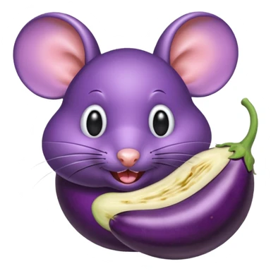 Mouse eating eggplant sticker