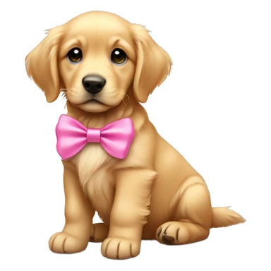 cute golden retriever puppy with pink bow on head sticker