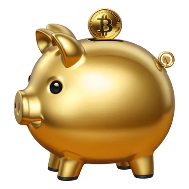 with piggybank with crypto golden piggybank sticker
