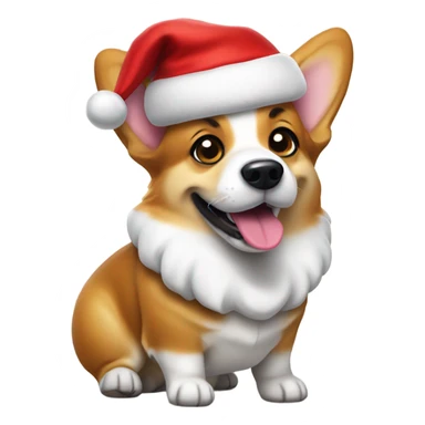 Corgi dog wearing a Santa Claus costume with tongue sticking out sticker