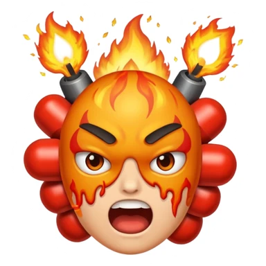Create a mind blowing face with bombs coming out  sticker