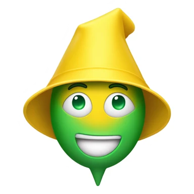 the classic yellow emoji on whatsapp looks crazy, he has an inverted plastic funnel on his head, this funnel is worn on his head as a hat. The thin end of the funnel is pointing upwards sticker